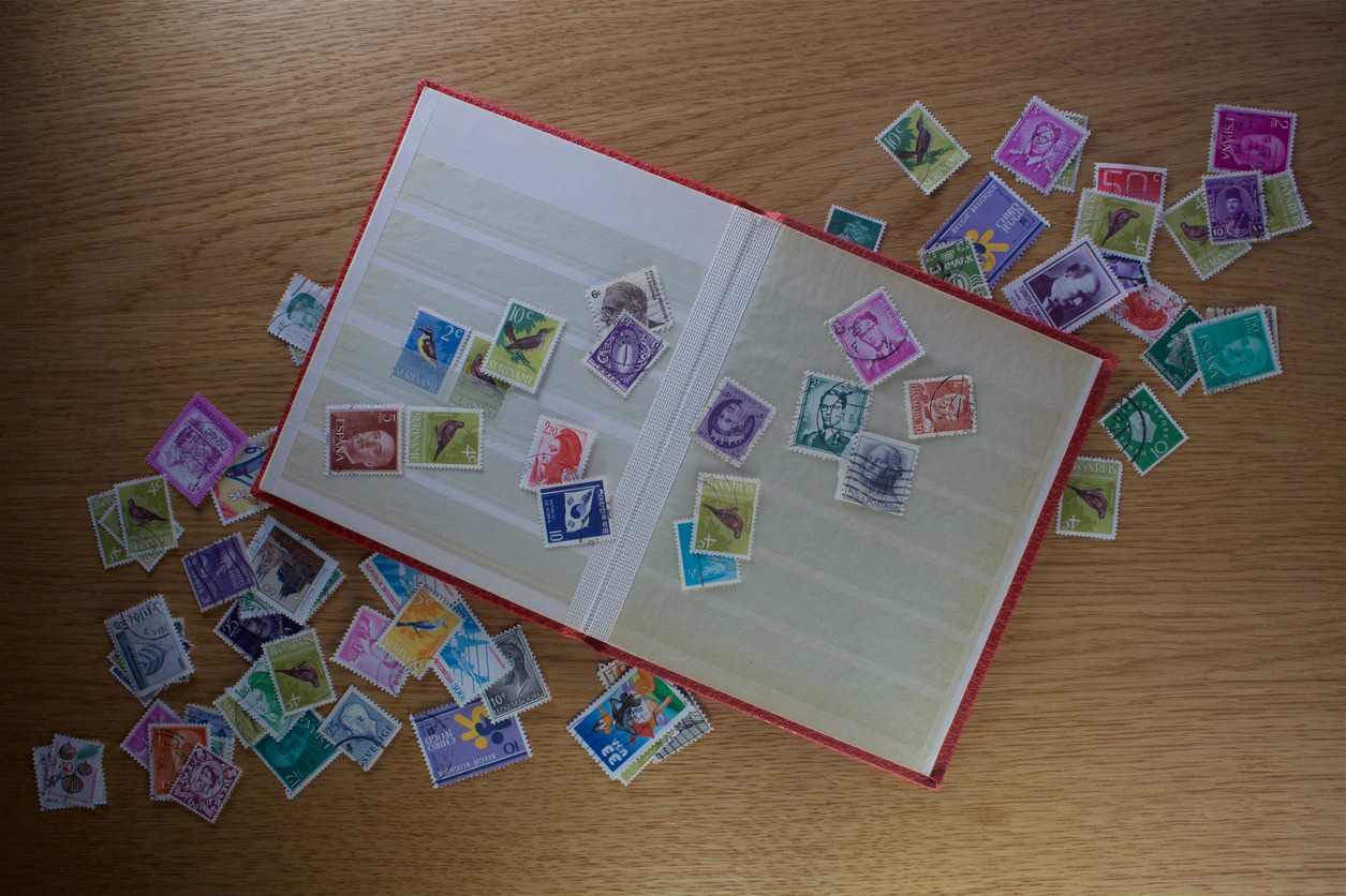 a stamp collection and album
