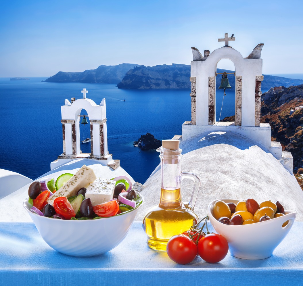 Greek salad in Santorini Island