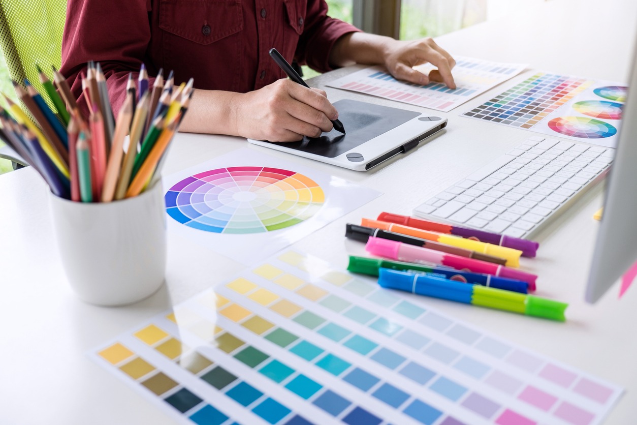a graphic designer working on color selection 