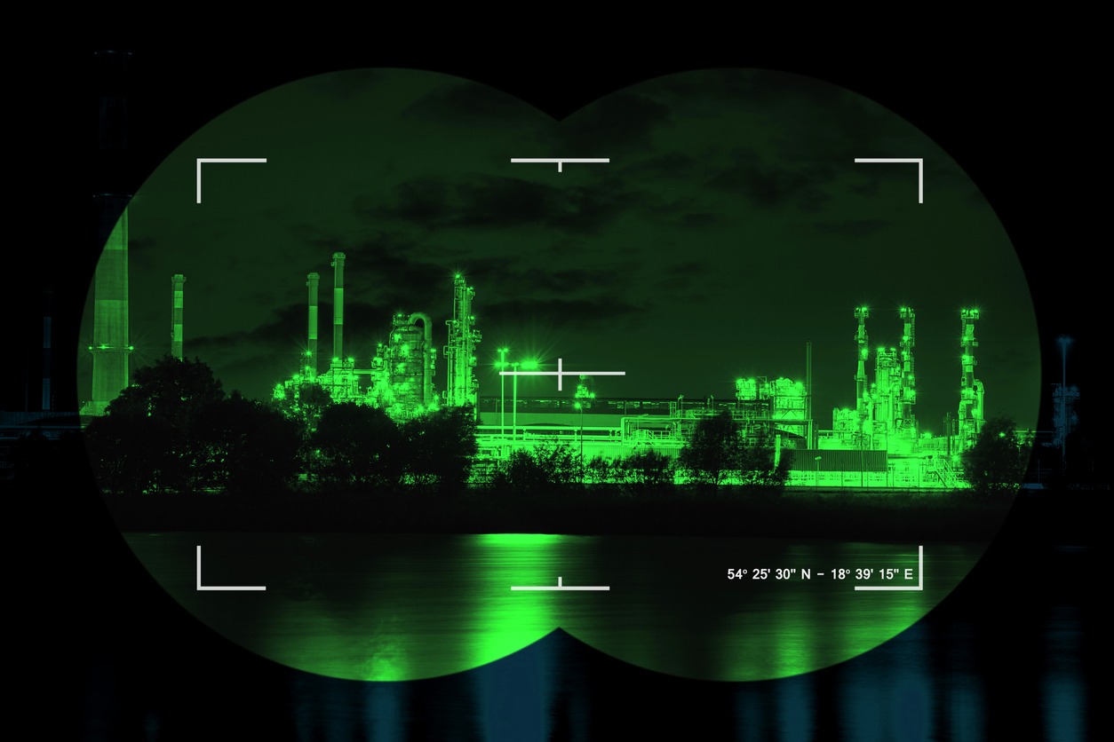 night vision showing a factory