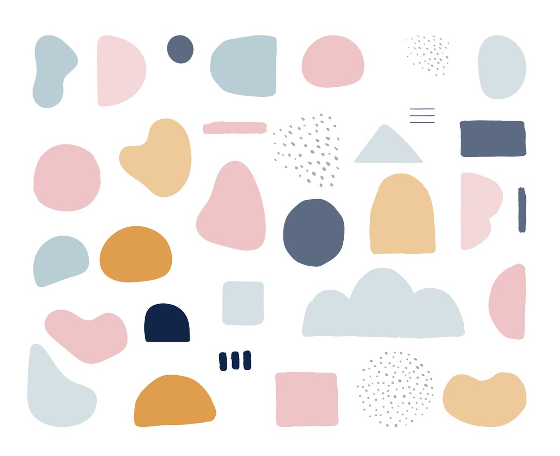 trendy abstract shapes in pastel colors