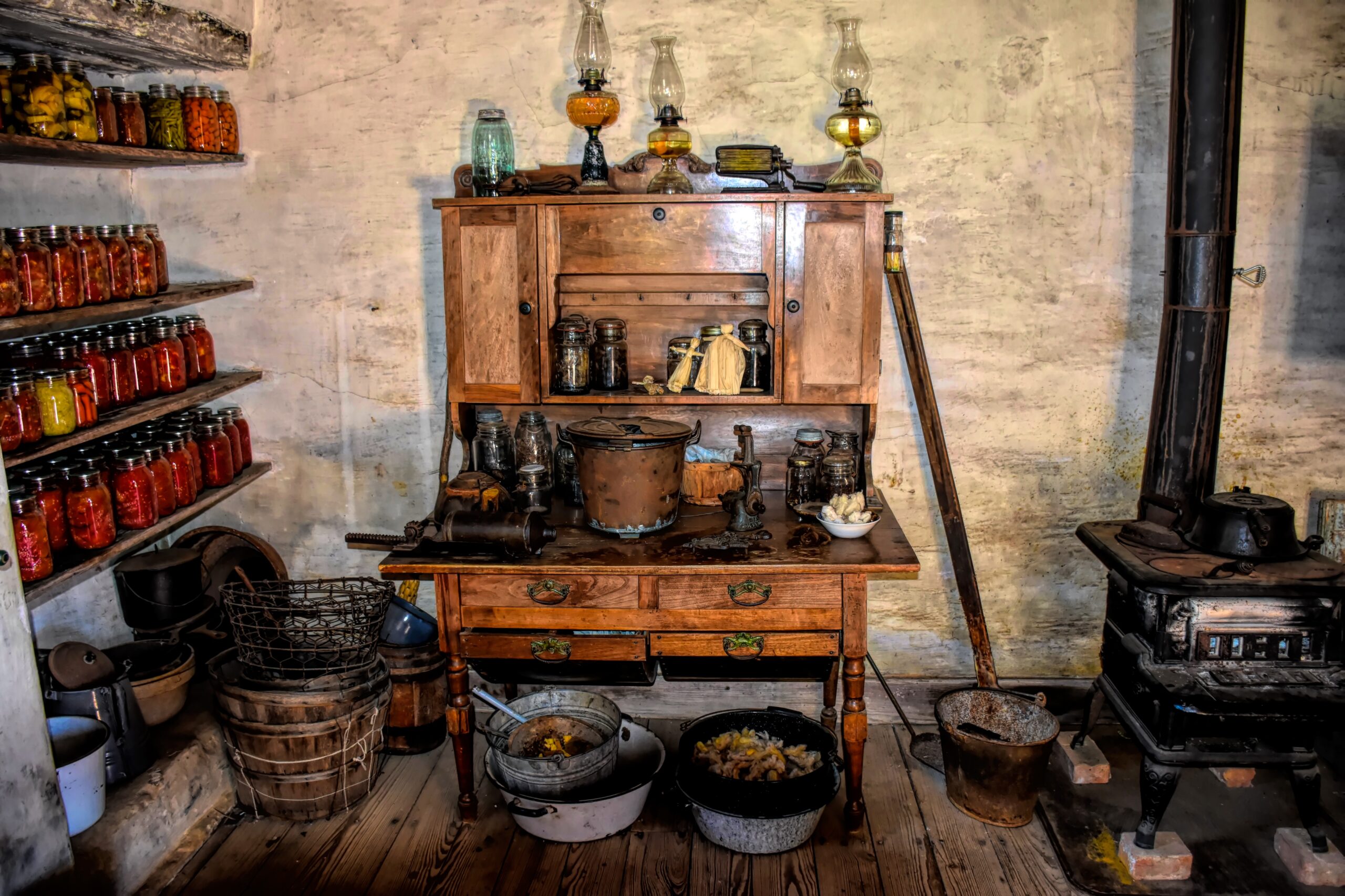 an-old-fashioned-kitchen-with-a-wood-stove