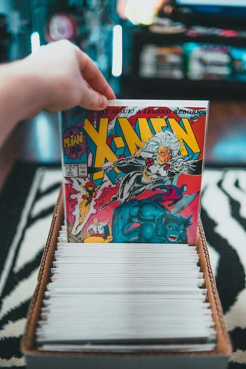Collection of various comic books in a box