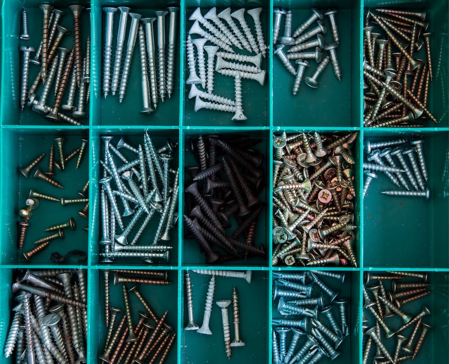 various screws in a box